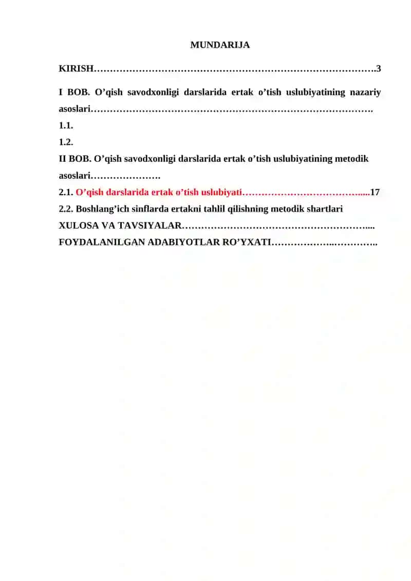 O’qish savodxonligi darslarida ertak o’tish uslubiyati (2-sinf) 2