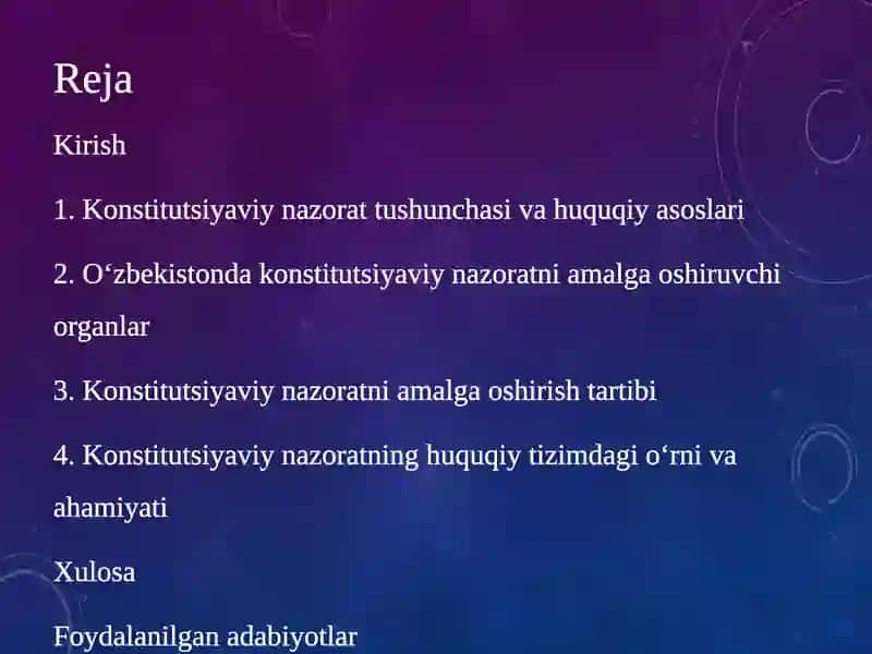 O‘zbekiston Respublikasidaki konstitutsiyaviy nazorat tushunchasi va uning amalga oshirilishi 2