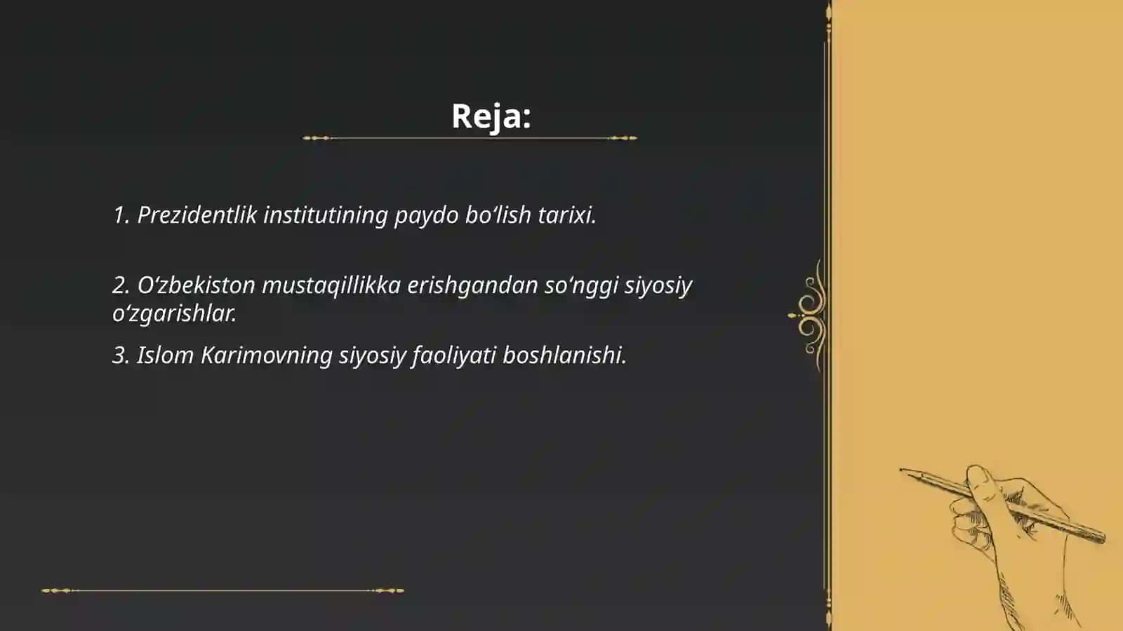 Oʻzbekiston respublikasida prezidentlik institutining joriy etilishi islom Karimov Oʻzbekiston respublikasi etib saylanishi 2