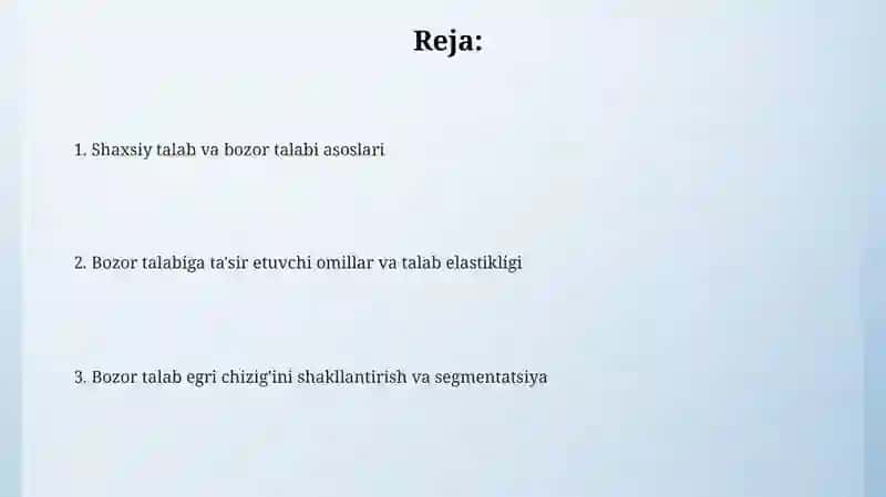 Individual talab va bozor talabi asoslari 2