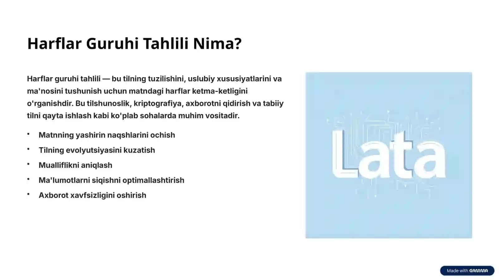 Harflar Guruhi Tahlili: Keng Qamrovli Yorqinlik 2