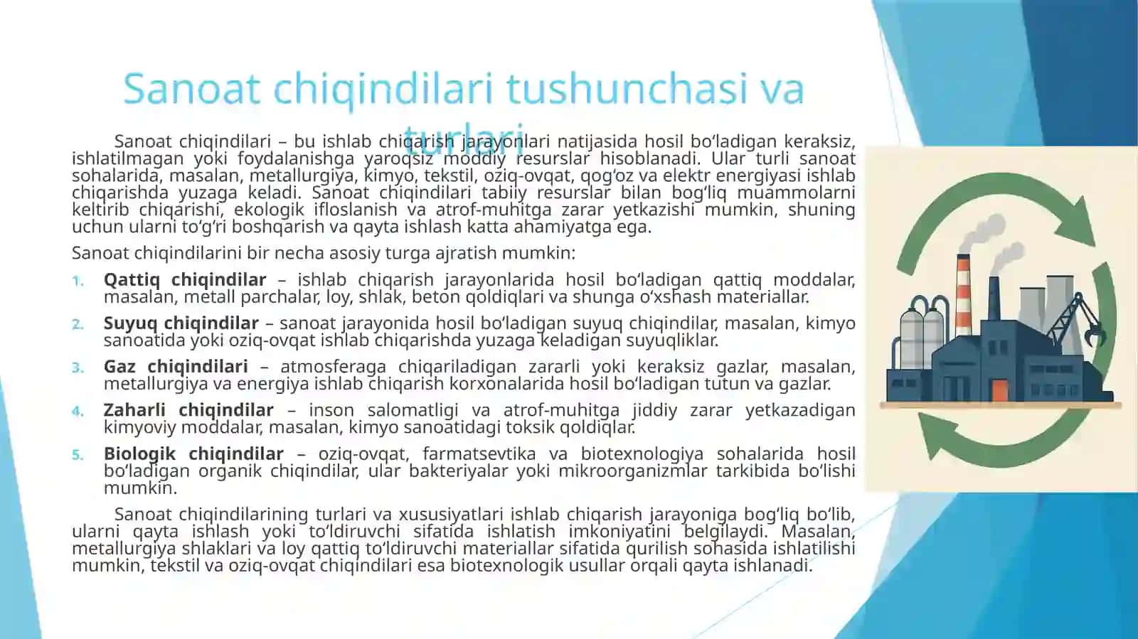 Sanoat chiqindilari asosida to‘ldiruvchilar ishlab chiqarish 2