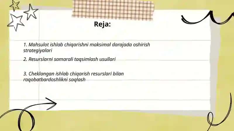 Mahsulot ishlab chiqarishni maksimal darajada oshirish strategiyalari 2