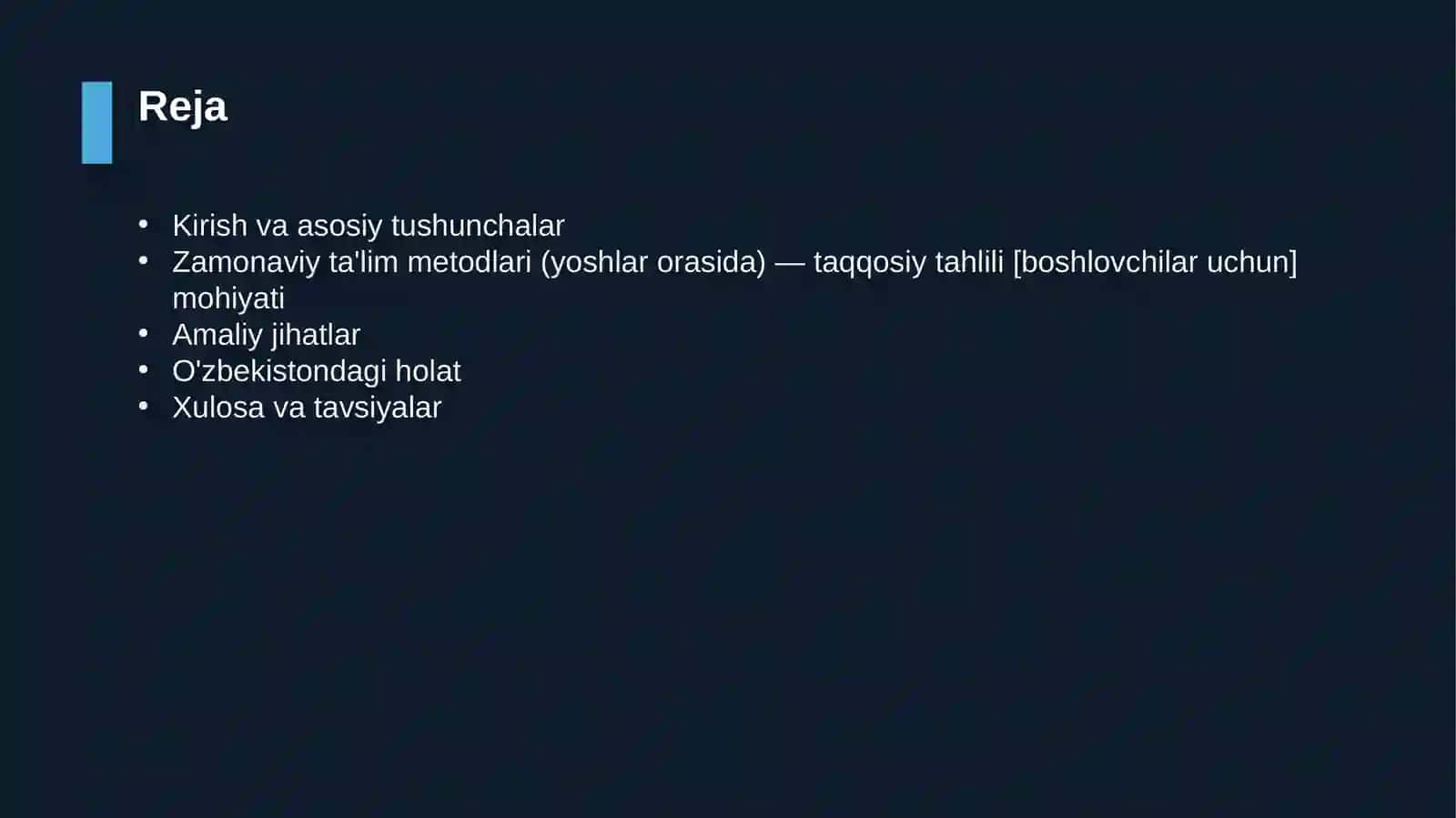 Zamonaviy ta'lim metodlari (yoshlar orasida) — taqqosiy tahlili [boshlovchilar uchun] 2