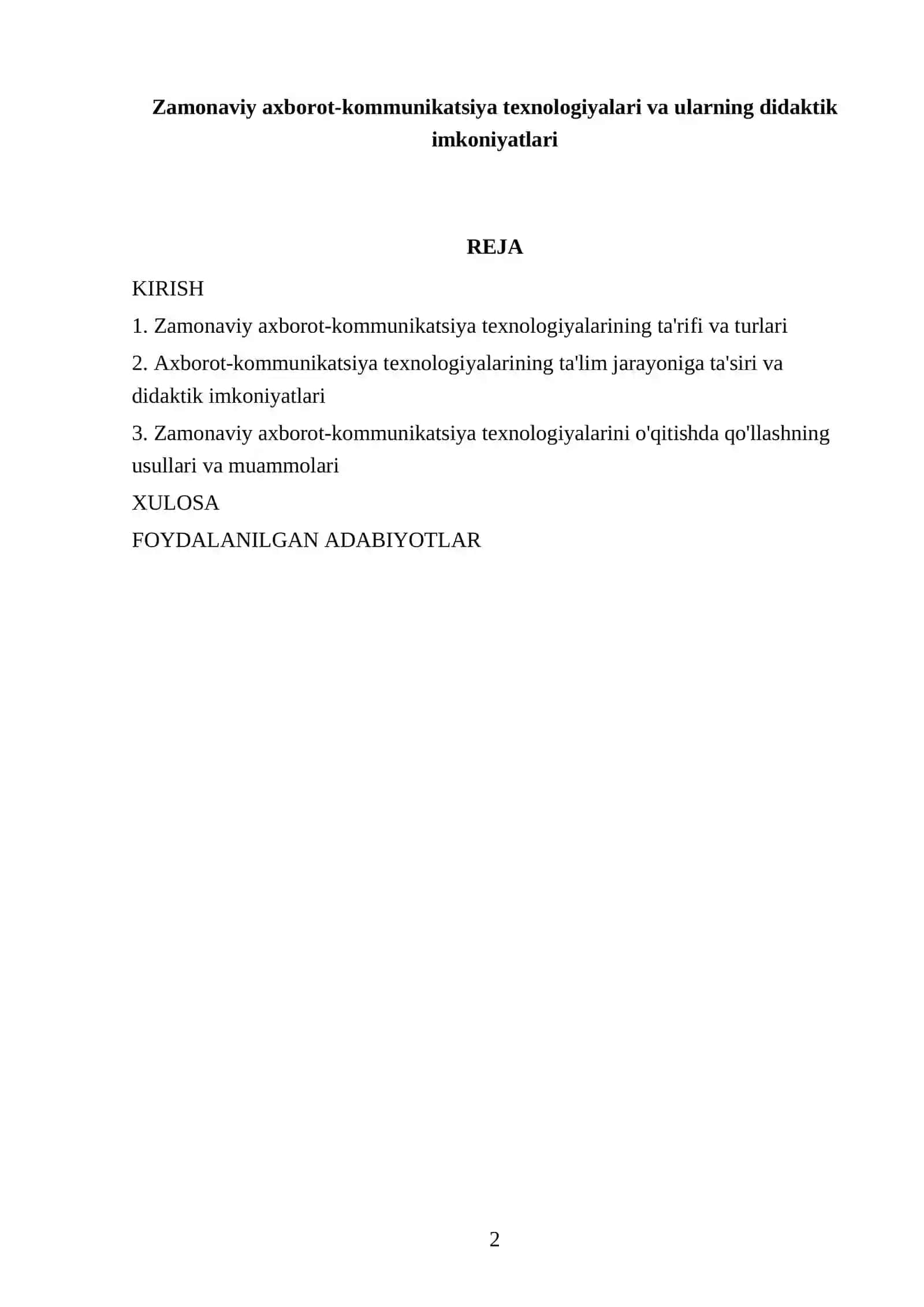 Zamonaviy axborot-kommunikatsiya texnologiyalari va ularning didaktik imkoniyatlari 2