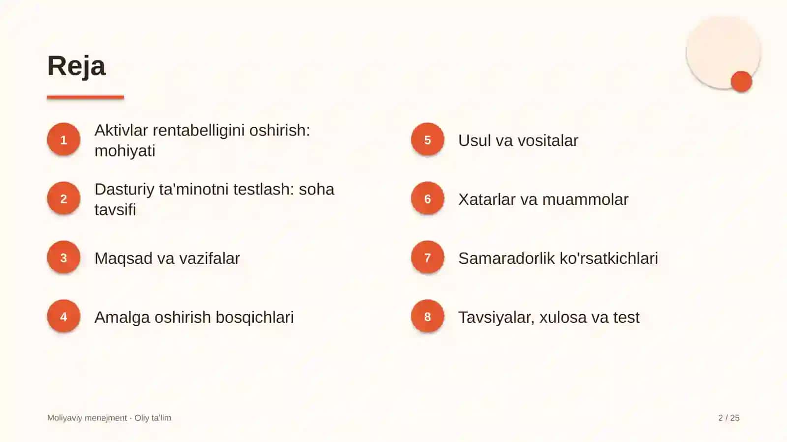 Dasturiy ta'minotni testlash sohasida aktivlar rentabelligini oshirish 2
