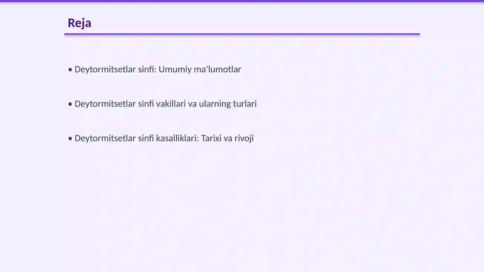 Deytormitsetlar sinfi vakillari qoʻzgʻatuvchi kasalliklarni oʻrganish 2