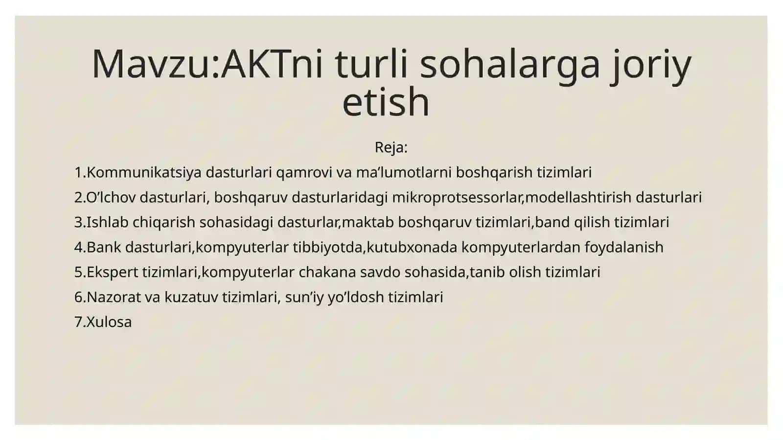 AKTni turli sohalarga joriy etish 2