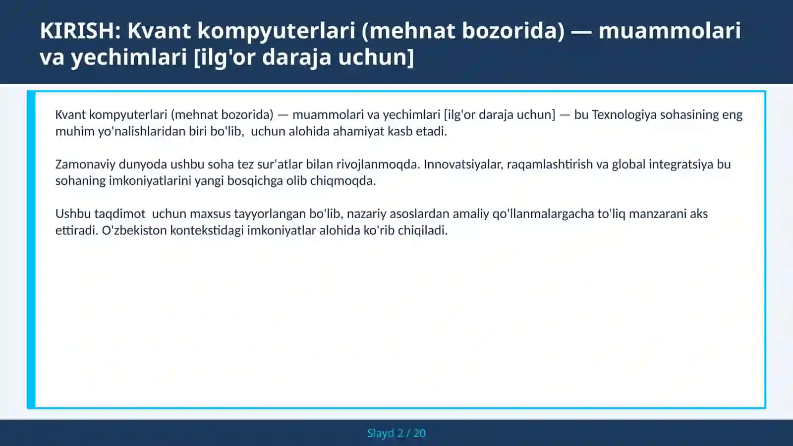Kvant kompyuterlari (mehnat bozorida) — muammolari va yechimlari [ilg'or daraja uchun] 2