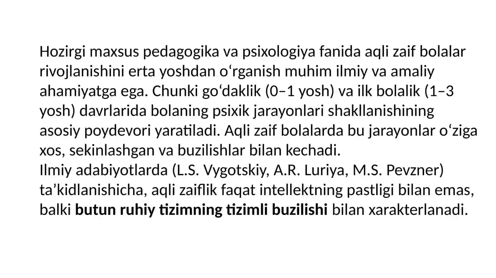 Go‘daklik va ilkyoshdagi aqlizaif bolalar ruhiy tashkil etish xususiyatlari 2