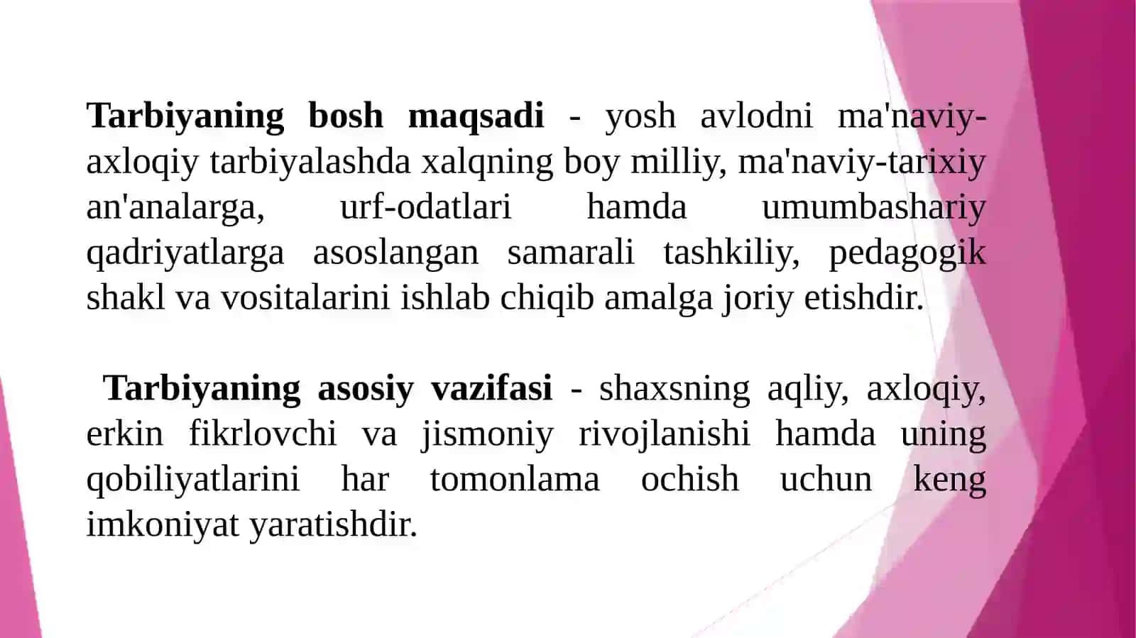 Sinfdan va maktabdan tashqari tarbiyaviy ishlarning maqsadi va vazifalari 2