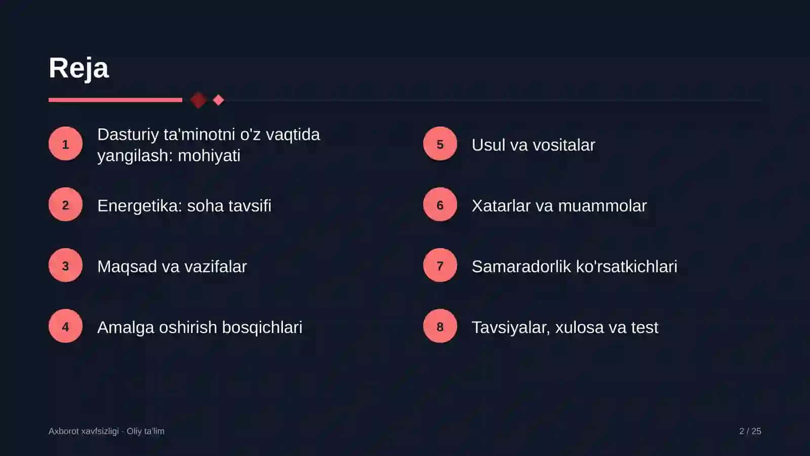 Energetikada dasturiy ta'minotni o'z vaqtida yangilash 2