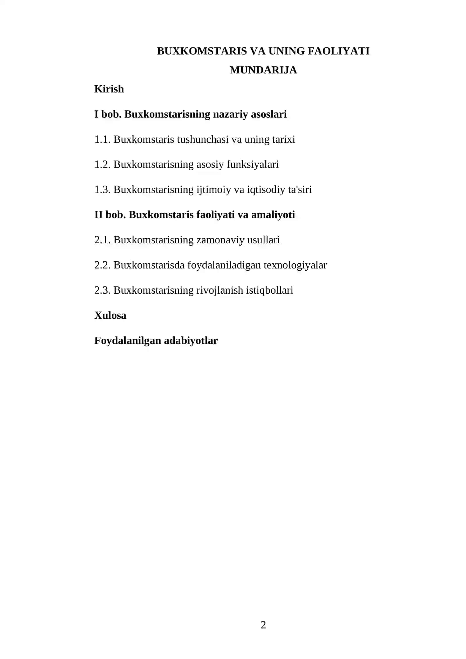 Buxkomstaris va uning faoliyati 2