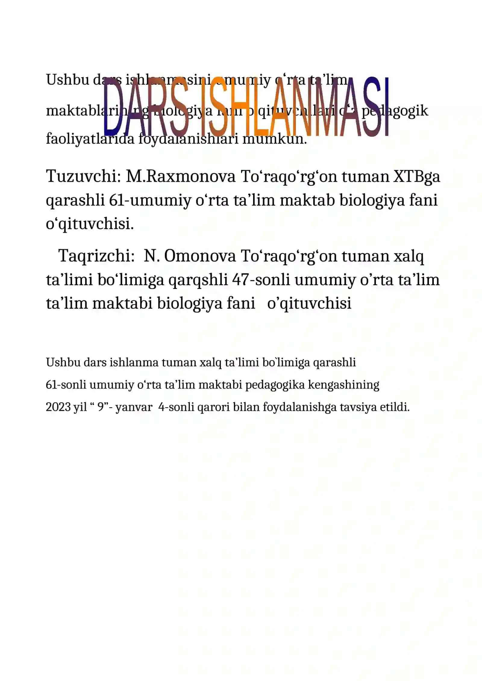 9-sinf Biologiya fanidan ochiq dars ishlanma. Di-poliduragay chatishtirish. Mendelning uchunchi qonuni 2