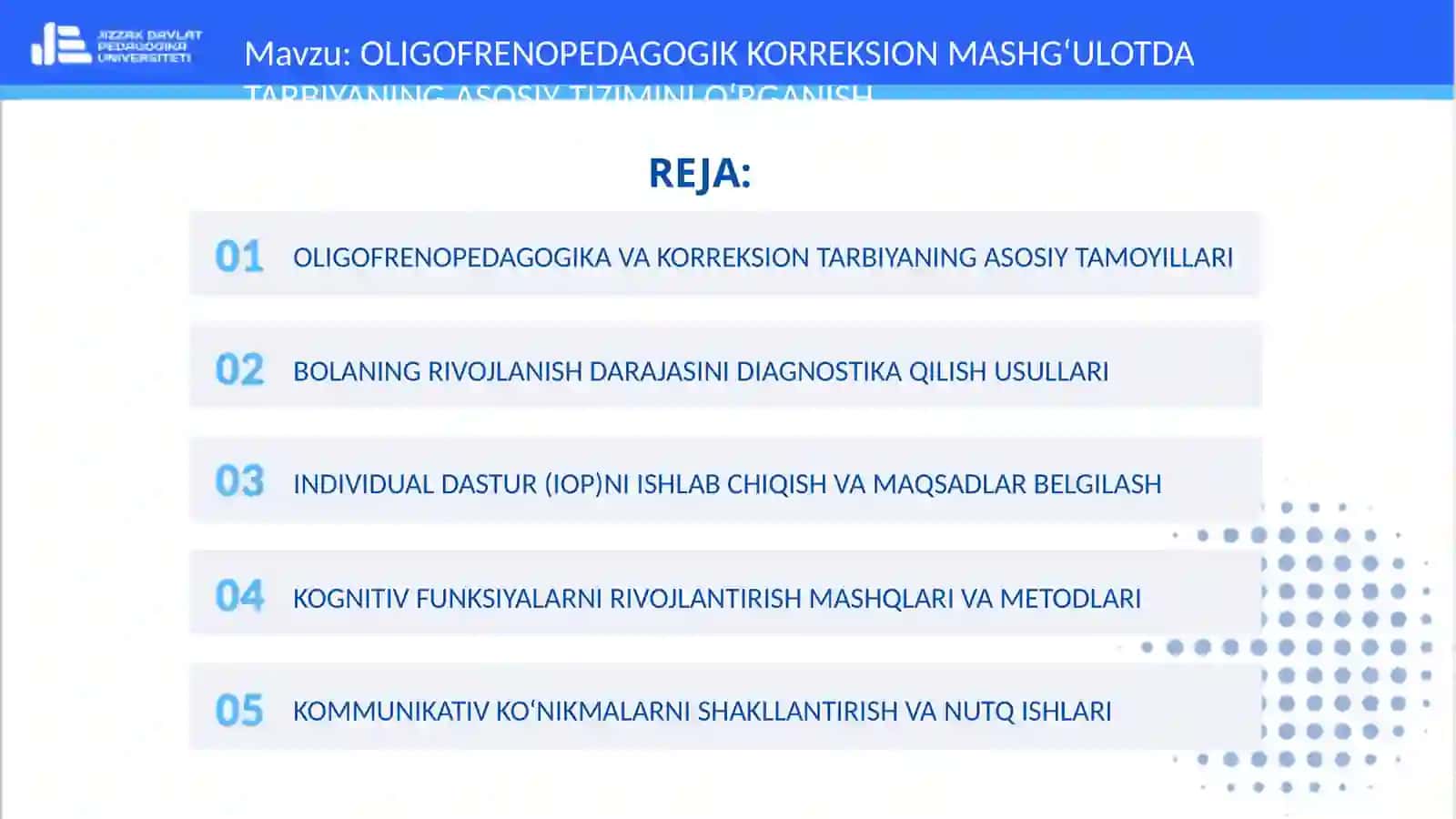 OLIGOFRENOPEDAGOGIK KORREKSION MASHG‘ULOTDA TARBIYANING ASOSIY TIZIMINI O‘RGANISH 2