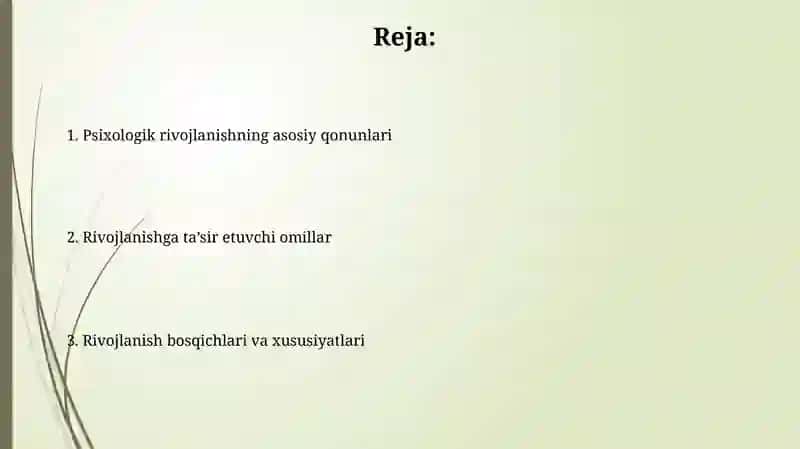 Psixik rivojlanishning asosiy qonuniyatlari 2