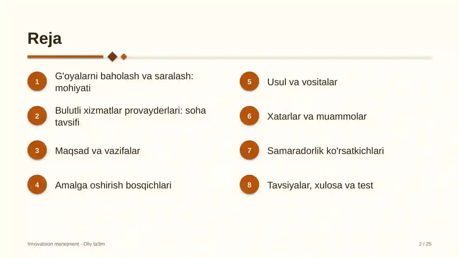 Bulutli xizmatlar provayderlarida g'oyalarni baholash va saralash 2