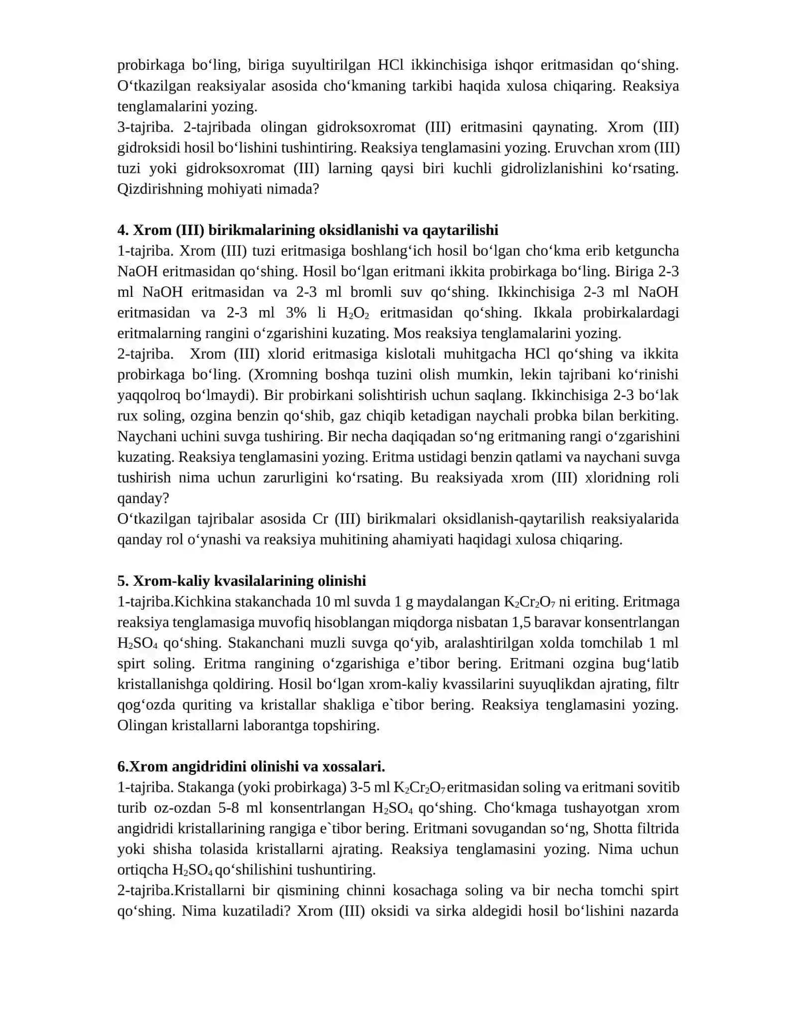 Xrom (III) oksidining olinishi va xossalari 2
