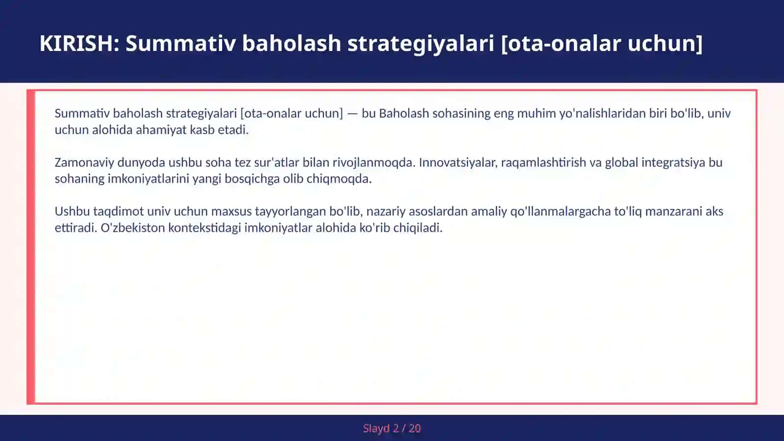 Summativ baholash strategiyalari [ota-onalar uchun] 2