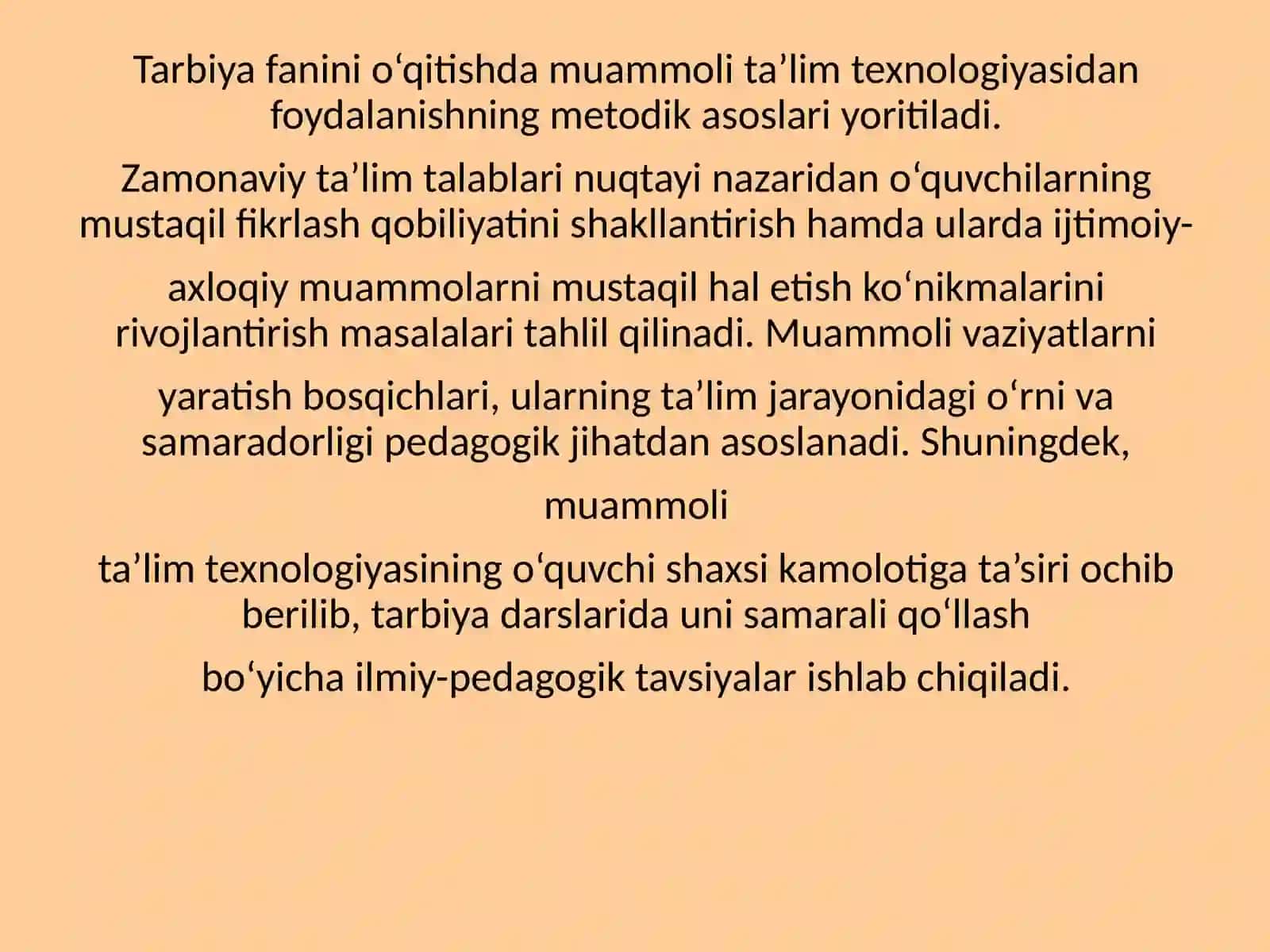 "MUAMMOLI VAZIYAT METODINIQOʻLLASHMETODIKASI" 2
