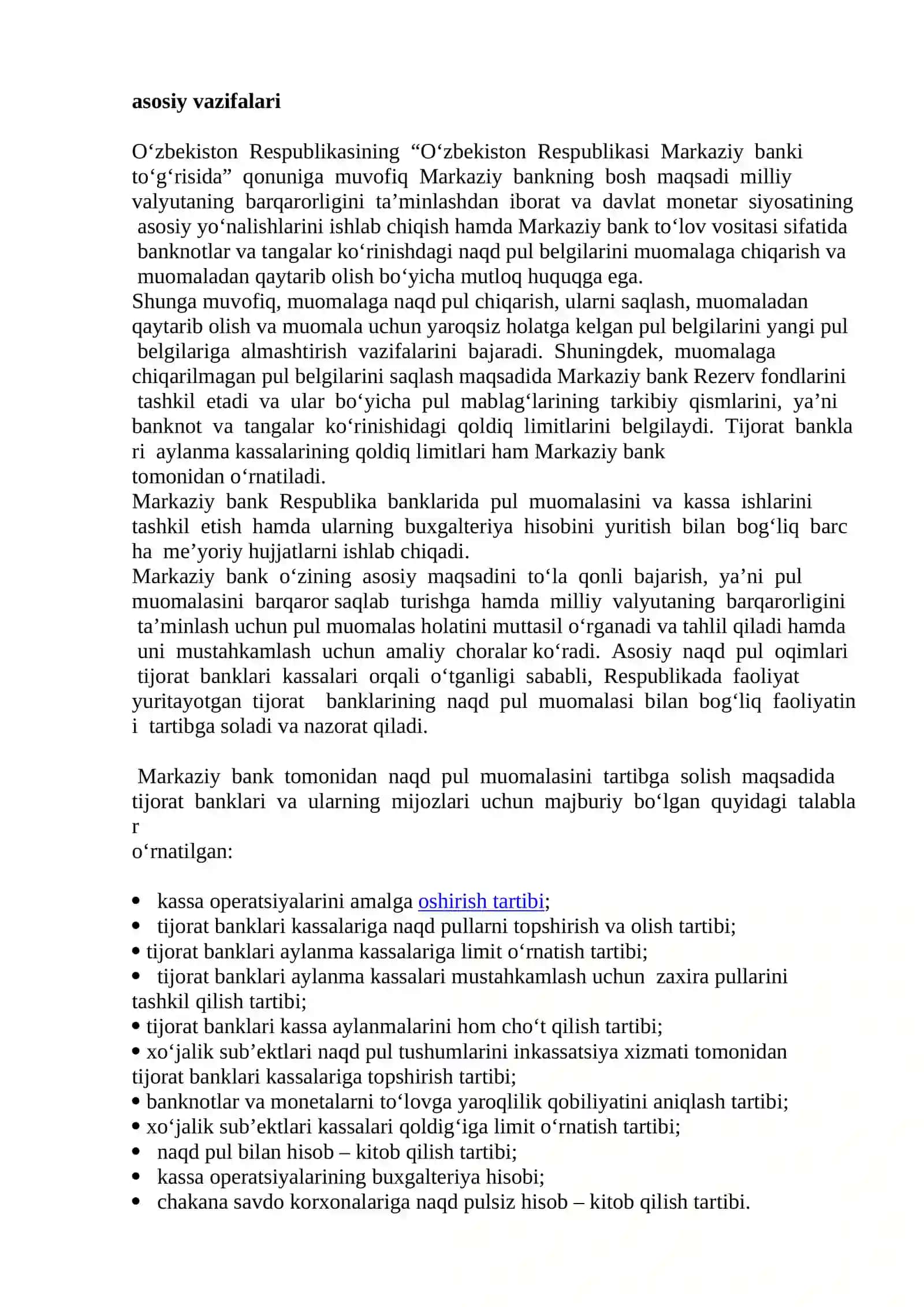 O‘zbekiston Respublikаsidа mustаqil pul tizimining joriy qilinishi va unda Markaziy bankning roli 2