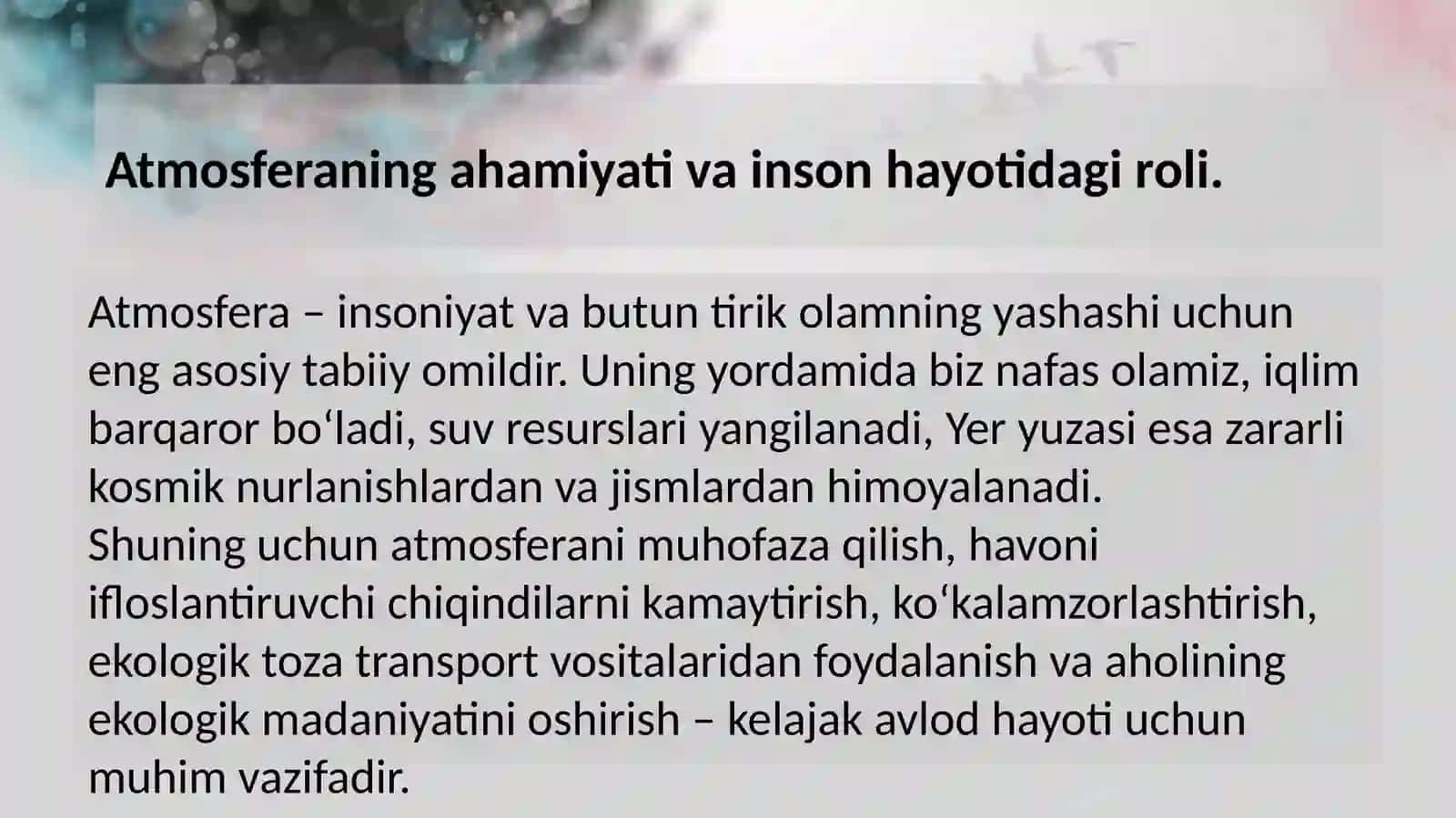 O’zbekistonda atmosferani asrashga qaratilgan choralar 2