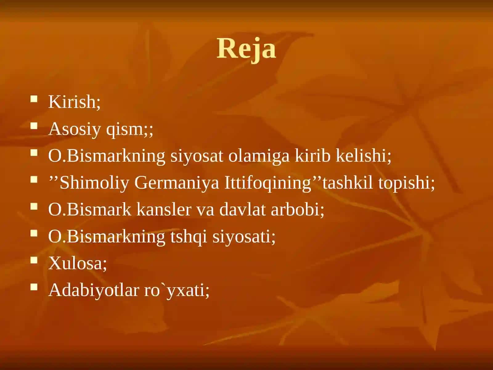 Ottofon Bismakning Germanya ning birlashtrishga qo`shgan hissasi 2