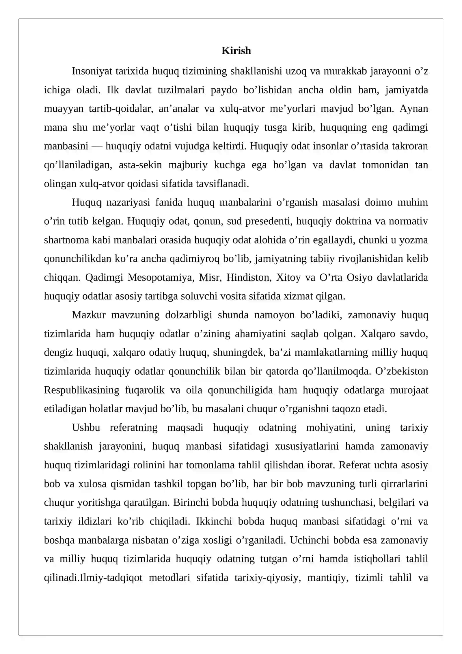 HUQUQIY ODAT – HUQUQNING QADIMGI MANBASI SIFATIDA 2