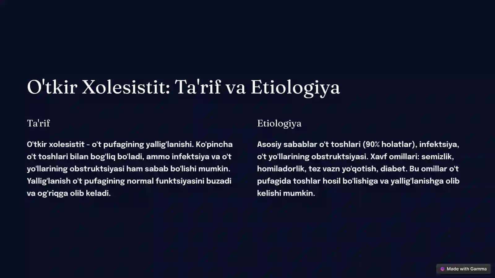 O'tkir Xolesistitda Birinchi Yordam Algoritmi 2