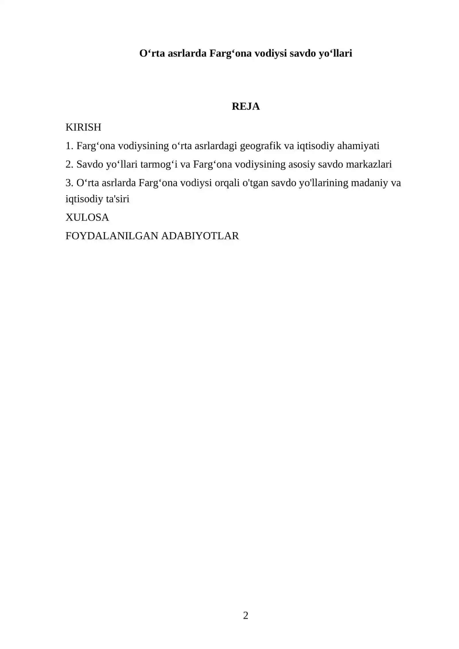 Oʻrta asrlarda Fargʻona vodiysi savdo yoʻllari 2