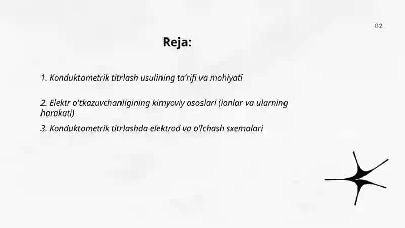 Konduktometrik titrlash usulining mohiyati 2