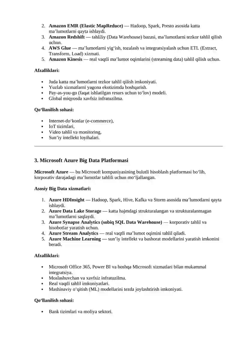 Bulutli (Cloud) Big Data platformalari 2