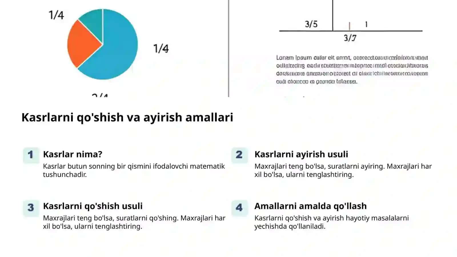 Kasrlar va ular ustida amallar 2