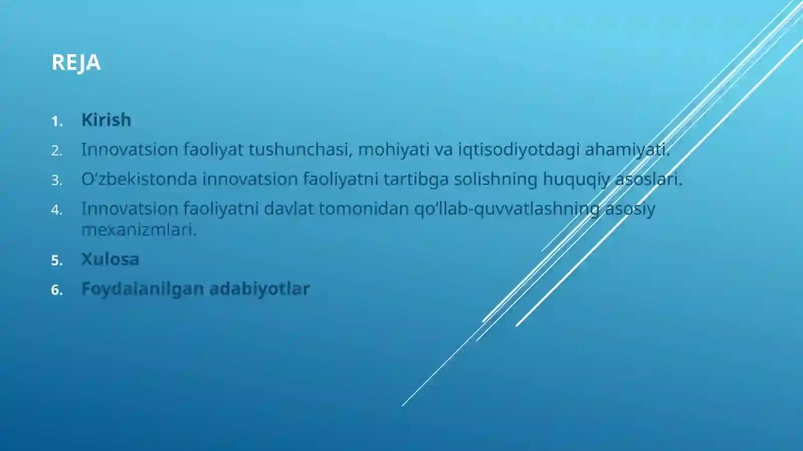 O‘zbekistondainnovatsion faoliyatni davlat tomonidan qo‘llab-quvvatlash mexanizmlari 2