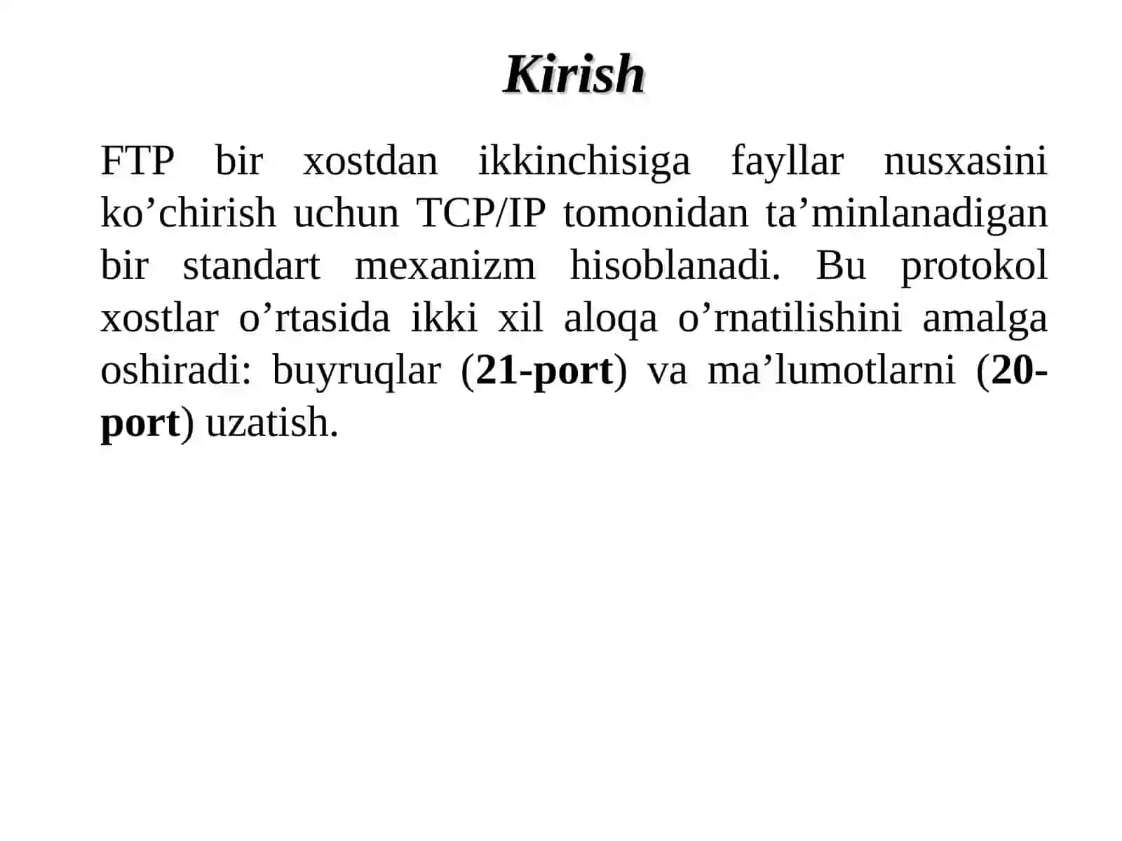 Tarmoqni dasturlashda FTP 2