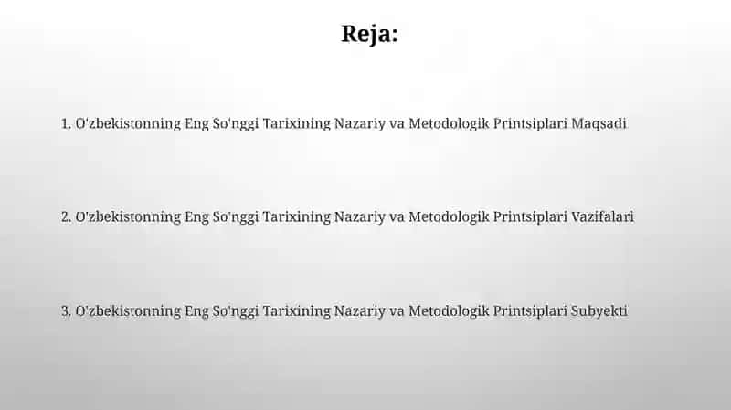 Oʻzbekistonning Eng So'nggi Tarixining Nazariy va Metodologik Printsiplari 2