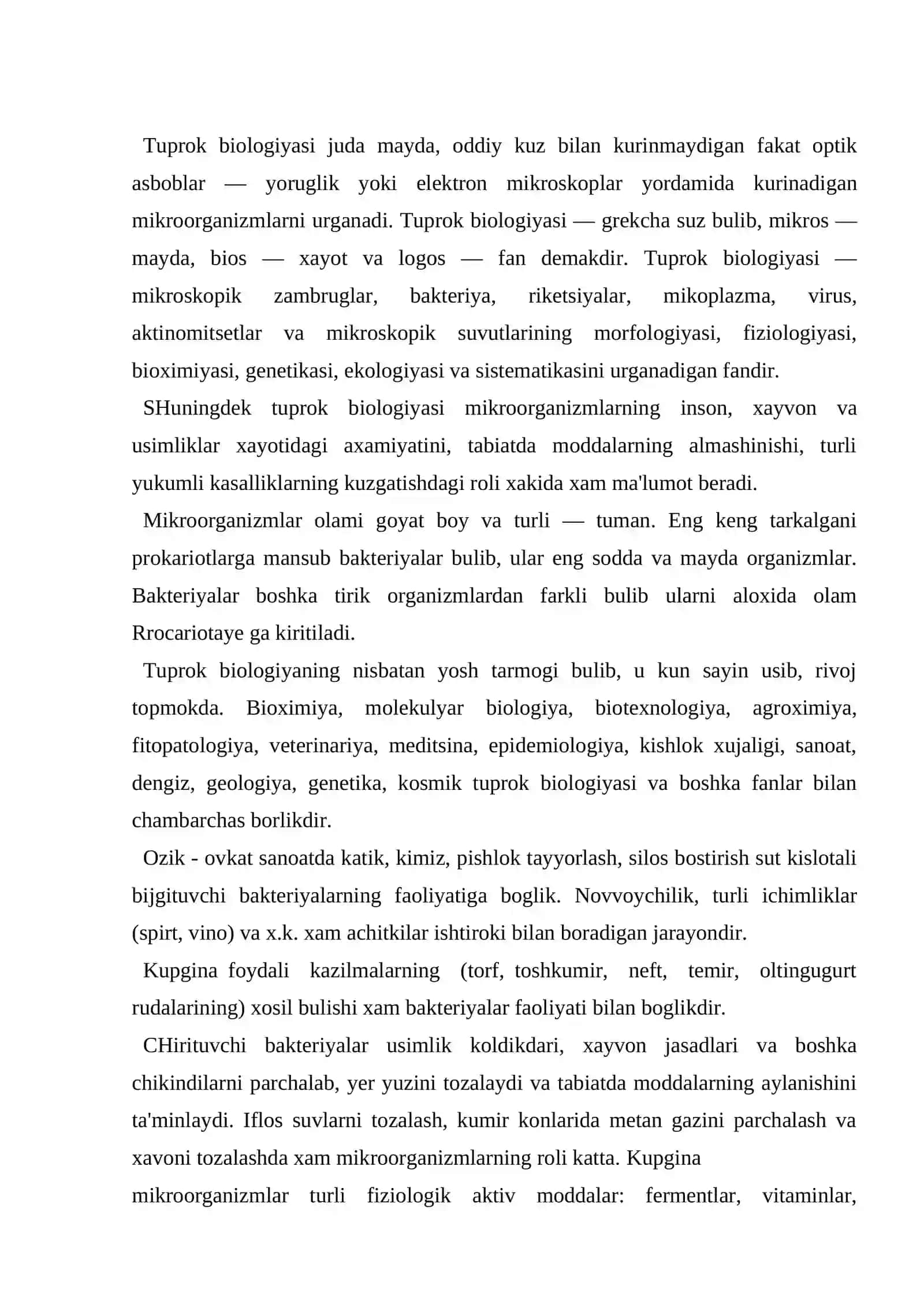 Tibbiyotda mikroorganizmlar kanday axamiyatga ega 2