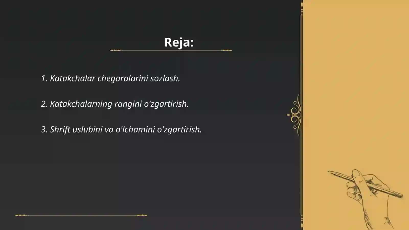 Katakchalar chegaralarini sozlash 2