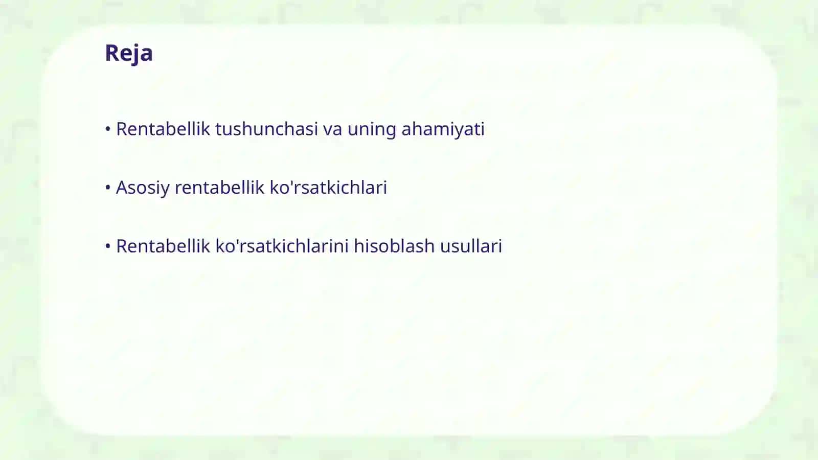 Rentabellik ko'rsatkichlari tahlili 2