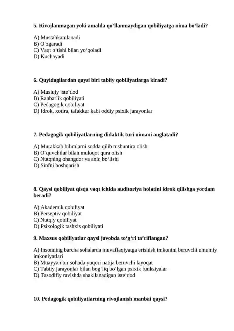 Qobiliyat va uning rivojlanishi 2