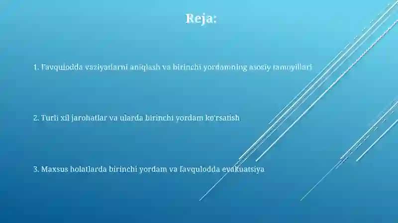 Favqulotda vaziyatlarda turli travmalar va ularda birinchi yordam koʻrsatish 2