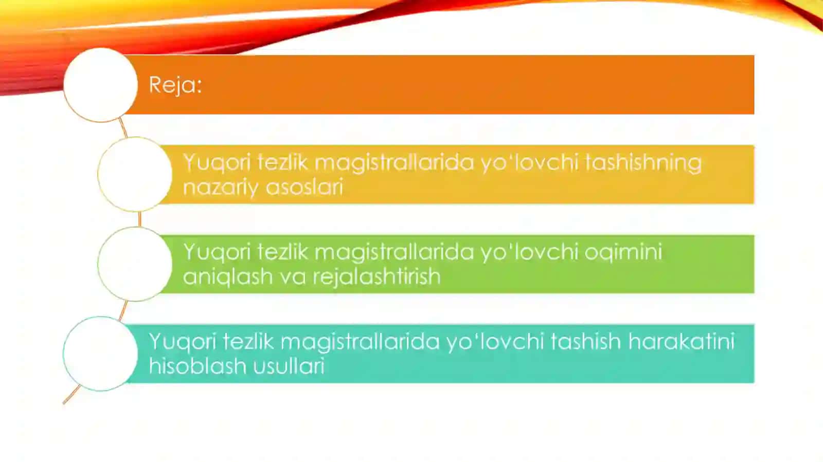 Yuqori tezlik magistrallarida yo‘lovchi tashish harakatini hisoblash 2