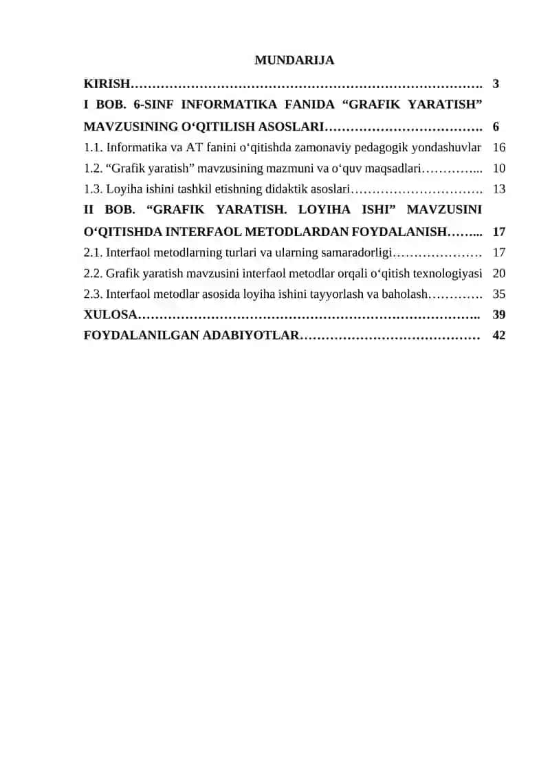 Umumiy o`rta ta`lim maktablarining 6-sinfida Informatika va AT fanidan “Grafik yaratish. Loyiha ishi” 2