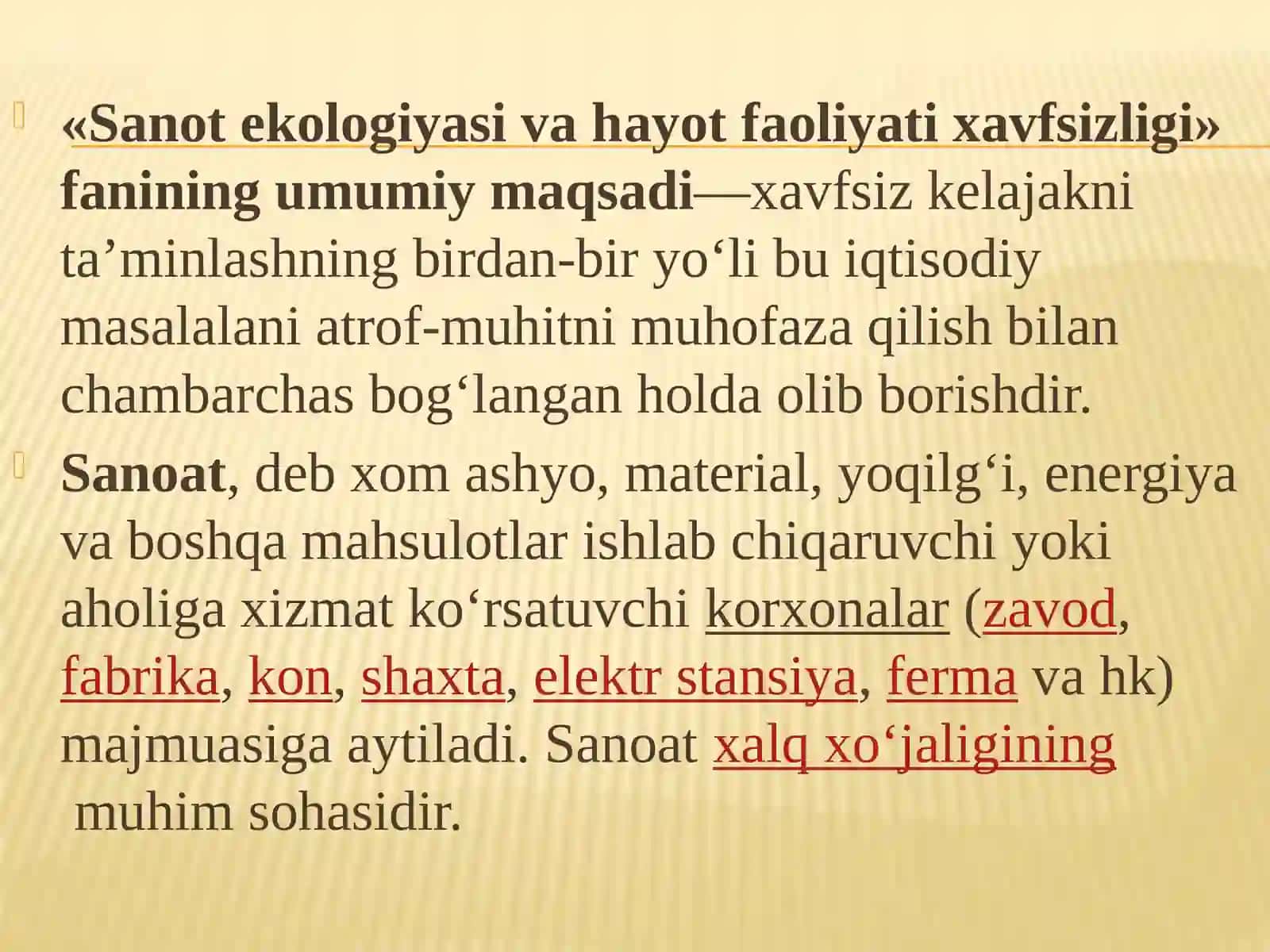 Sanoatkorxonalarida ishlab chiqarish sanitariyasi va mexnat gigienasining vazifalari. Zaxarli moddalarning xususiyatlari. Sanoat korxonalarida mexnat gigeniyasi va ishlab chiqarish sanitariyasi. Ishlab chiqarish muhitida metereologik sharoitlar 2