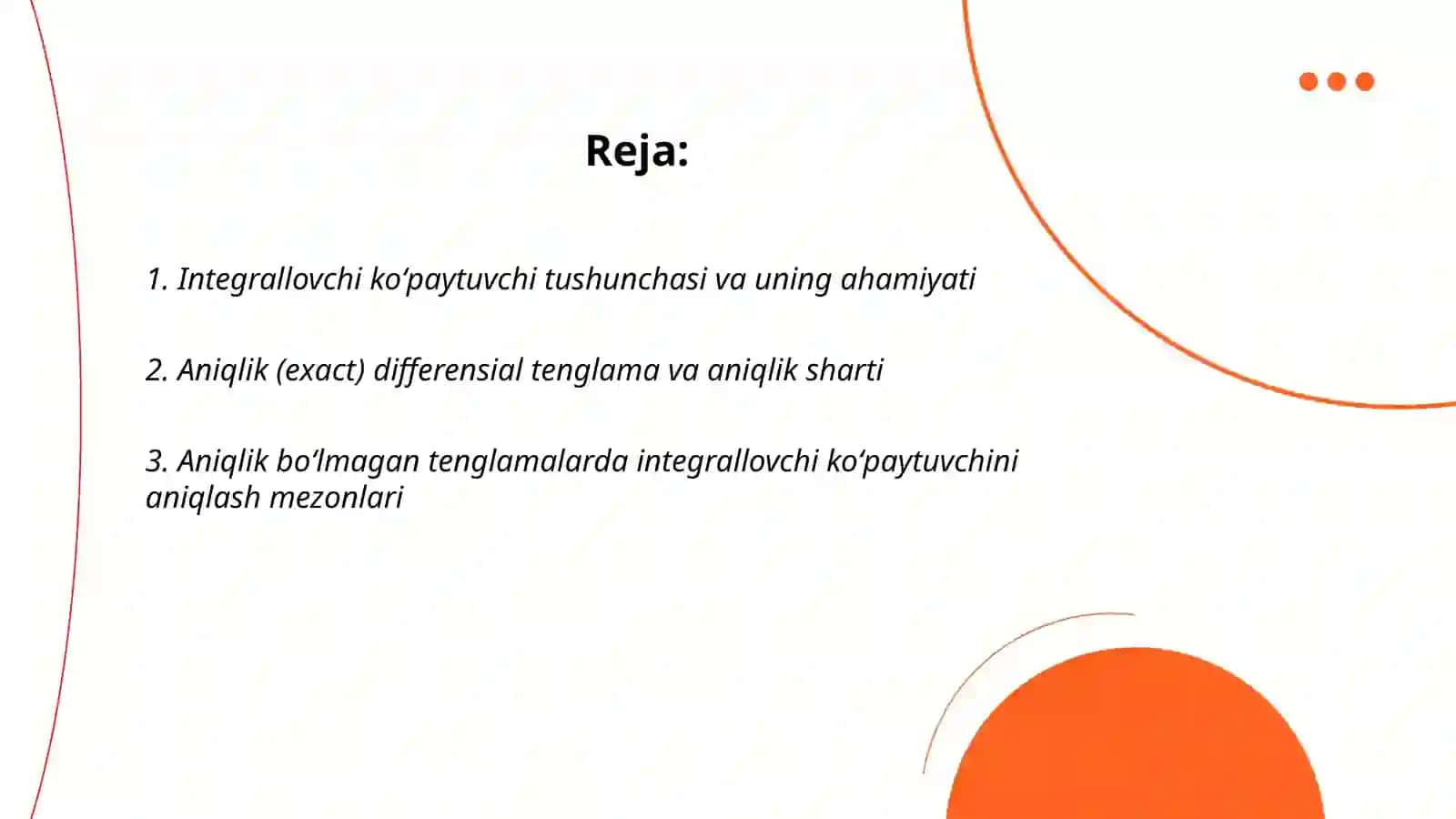 Integrallovchi koʻpaytuvchini topib differensial 2