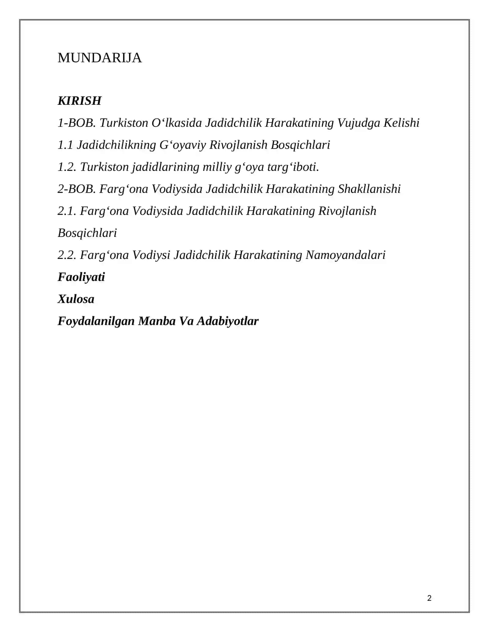 TURKISTON OʻLKASIDA JADIDCHILIK HARAKATI NAMOYONDALARINING FAOLIYATI. (FARGʻONA JADIDLARI HAYOTI MISOLIDA) 2