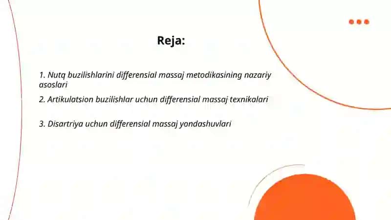 Nutqning turli xil buzilishlari uchun differensial massaj metodikasi 2