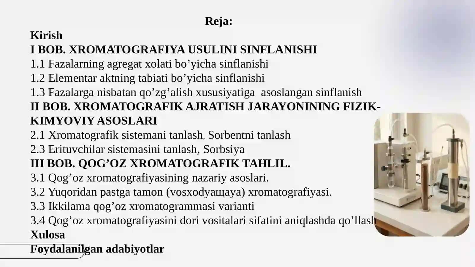 Xromatografik analiz usullari va turlari 2