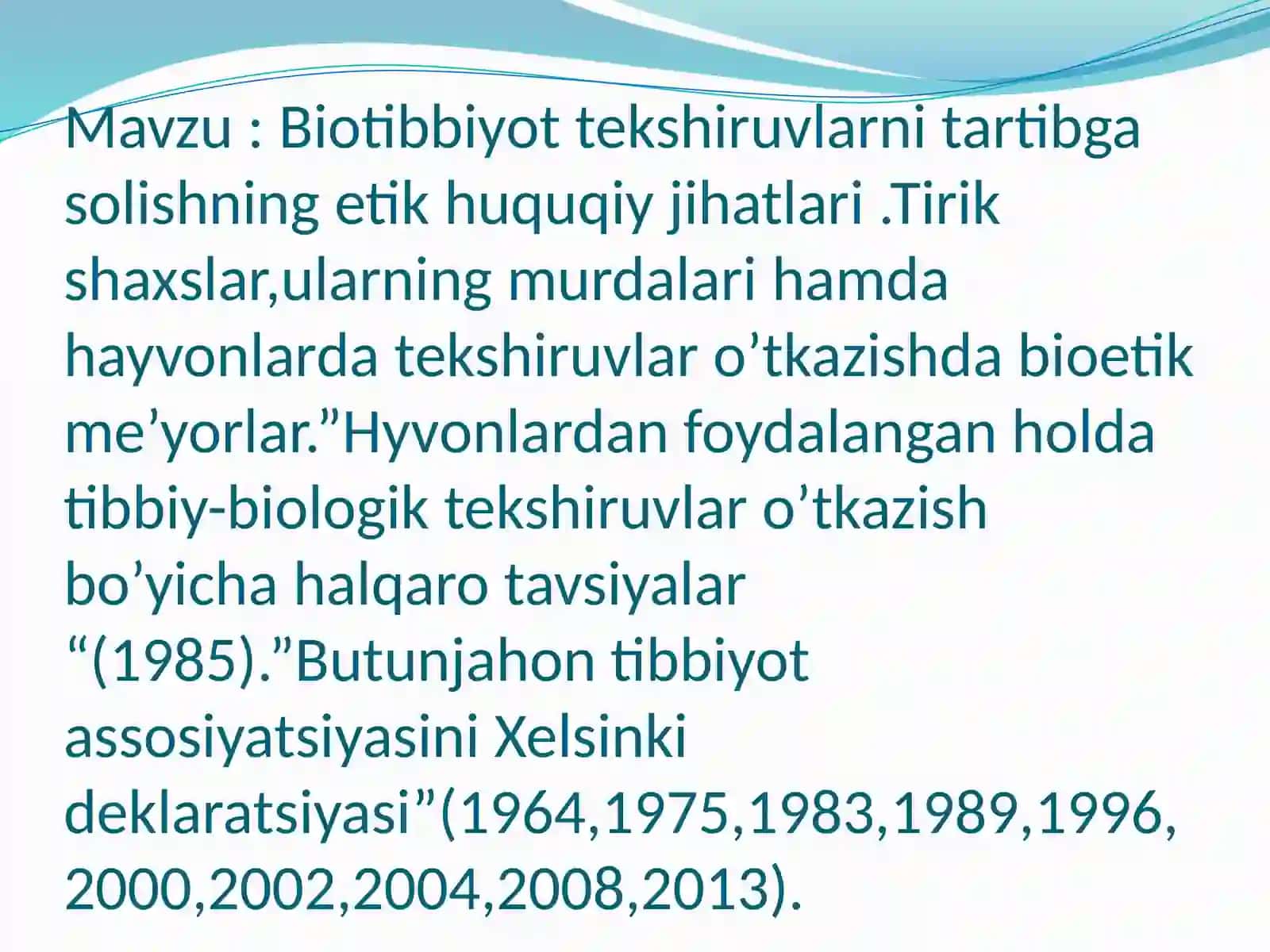Biotibbiyot tekshiruvlarning etik huquqiy jihati 2