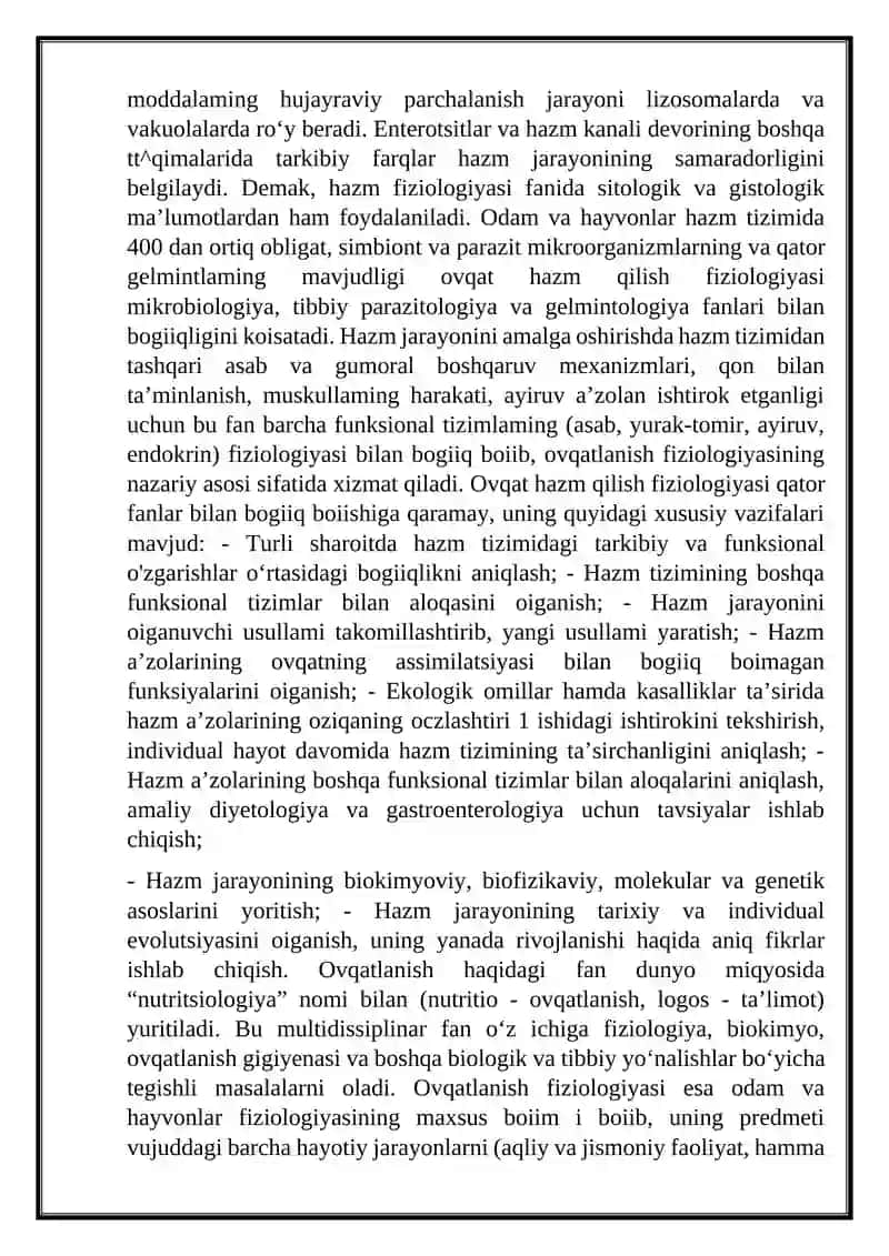 OVQAT HAZM QILISH VA OVQATLANISH AZOLARI 2